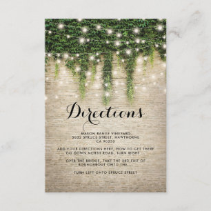 Anweisungen für die Hochzeit auf Schloss Rustic in Begleitkarte