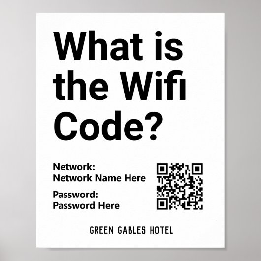 Anweisungen für WiFi-Code und QR-Code auf einer Poster (Vorne)