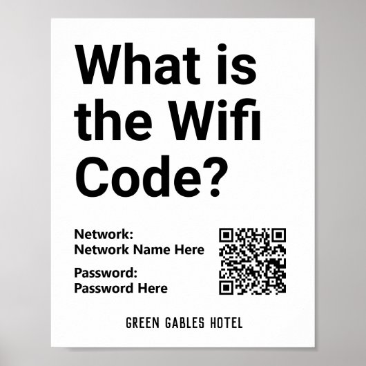 Anweisungen für WLAN-Code plus QR-Code auf einem Poster (Vorne)