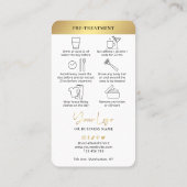 Anweisungen zur Körpermodellierung vor und nach de Visitenkarte (Rückseite)