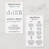 Anweisungen zur Pflege des Ohrbohrings Visitenkarte (Vorne/Hinten)