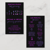 Anweisungen zur Pflege des Ohrs Lila Körperschmuck Visitenkarte (Vorne/Hinten)