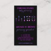 Anweisungen zur Pflege des Ohrs Lila Körperschmuck Visitenkarte (Vorderseite)