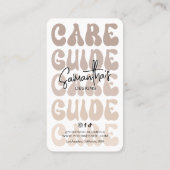 Anweisungen zur Tumbler-Pflege Leitfaden trendy Re Visitenkarte (Rückseite)