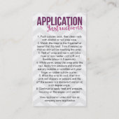 Anwendungs-Anweisungs-Visitenkarten Visitenkarte (Rückseite)