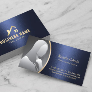 Anwesen Agent Gold House Logo Navy Blue Foto Visitenkarte
