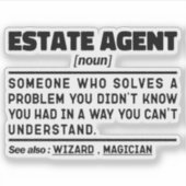 Anwesen Agent Noun Real Anwesen Agent Funny Zitat Aufkleber (Vorderseite)