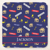 Anwesen Agent Realtor House Verkäufer Rechteckiger Pappuntersetzer (Vorderseite)