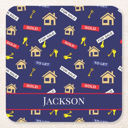 Anwesen Agent Realtor House Verkäufer Rechteckiger Pappuntersetzer (Vorderseite)