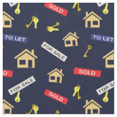 Anwesen Agent Realtor Realty Pattern auf Navy Blue Stoff (Nahaufnahme)