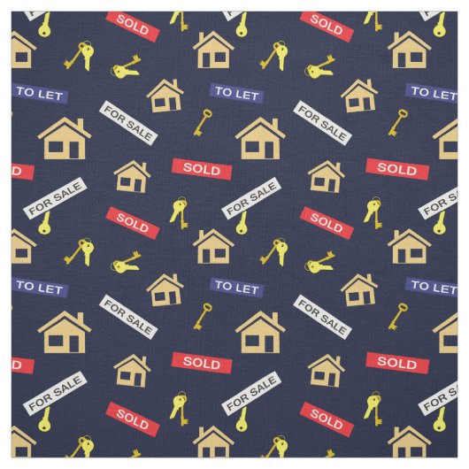 Anwesen Agent Realtor Realty Pattern auf Navy Blue Stoff (Muster)