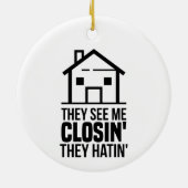 Anwesen Agent sehen sie mich schließen Arbeiterurl Keramik Ornament (Hinten)