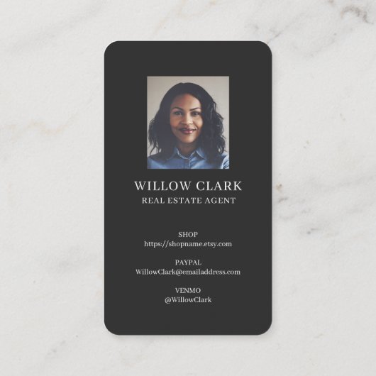 Anwesen an der Vordertür des Wassers Visitenkarte (Rückseite)