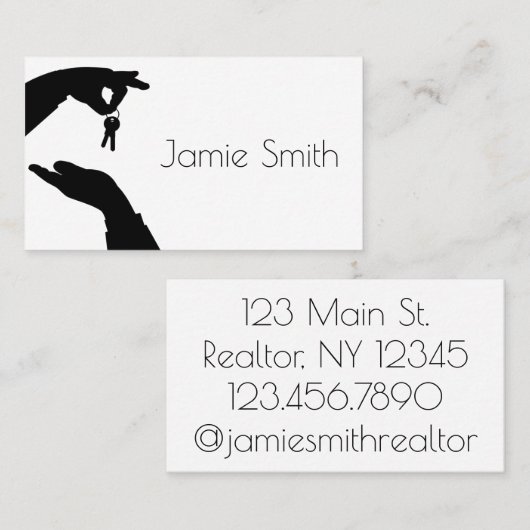 Anwesen Broker Verkaufschlüssel in der Hand Visitenkarte (Vorne/Hinten)