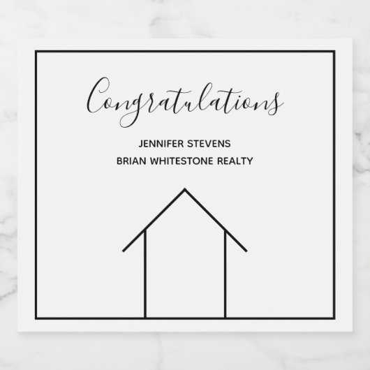 Anwesen Company Custom Realtor Herzlichen Glückwun Schaumweinetikett (Einzelnes Label)