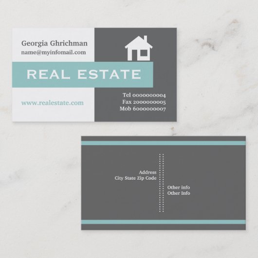 Anwesen grau, weiß, blau auffallend visitenkarte (Vorne/Hinten)