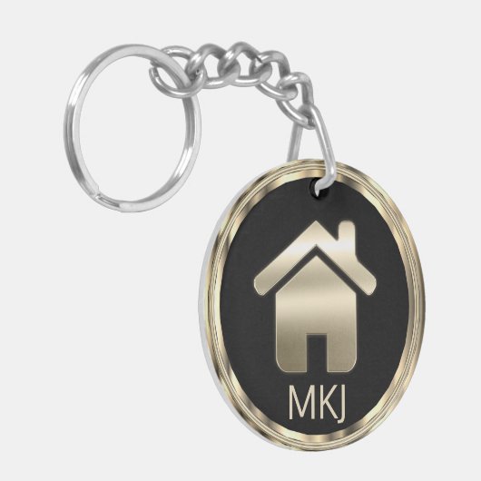 Anwesen in Schwarz und Gold - Monogramm Schlüsselanhänger (Vorderseite links)