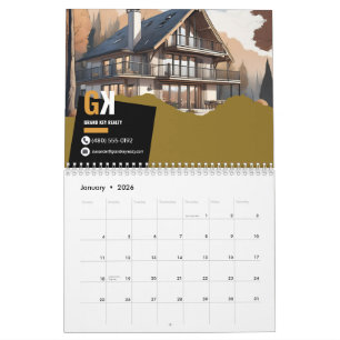 Anwesen-Kalender   Schwarz & Gold Realtor-Design Kalender