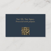 Anwesen Planning Attorney Navy Blue Gold QR Code Visitenkarte (Rückseite)
