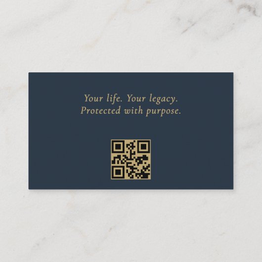 Anwesen Planning Attorney Navy Blue Gold QR Code Visitenkarte (Rückseite)