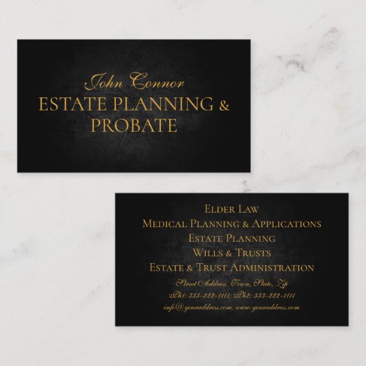 Anwesen Planning & Probate Anwaltskanzlei Wills &  Visitenkarte (Vorne/Hinten)