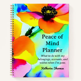 Anwesen-Planung für das Ende des Lebens - Frieden Notizblock