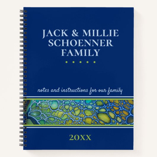 Anwesen-Planungsanleitungen für moderne Blaue Fami Notizblock (Vorderseite)