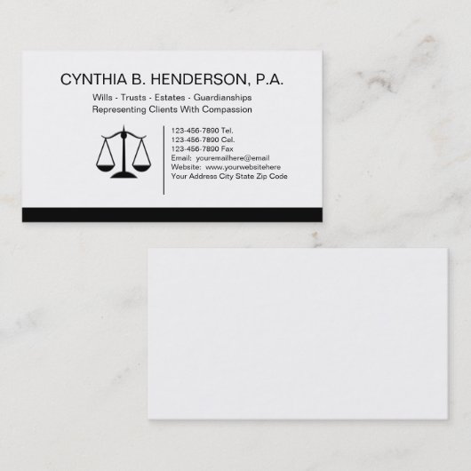 Anwesen-Rechtsanwalts-Geschäfts-Karten Visitenkarte (Vorne/Hinten)