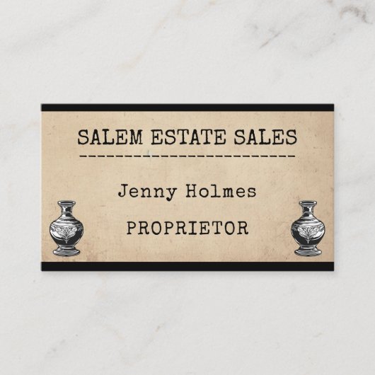 Anwesen Verkauf Business Antiquitäten Vase Visitenkarte (Vorderseite)