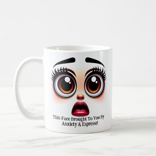 Anxiety And Espresso, Fabulous Eyes Funny Face Kaffeetasse (Links)