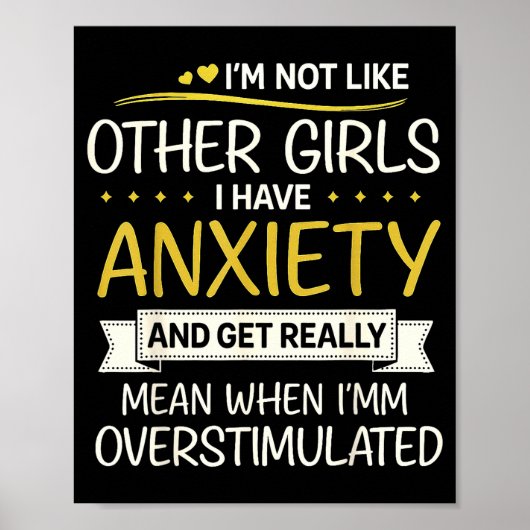 Anxiety Humor For Women With Overstimulation  Poster (Vorne)