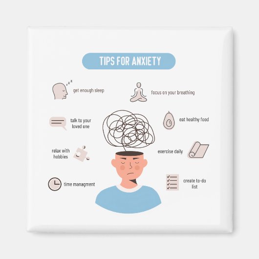 Anxiety Tips Minimal Mental Health Art Magnet (Vorne)