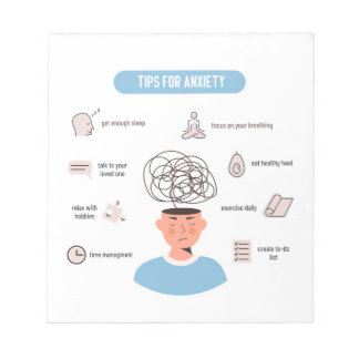 Anxiety Tips Minimal Mental Health Art Notizblock