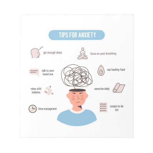 Anxiety Tips Minimal Mental Health Art Notizblock (Vorderseite)