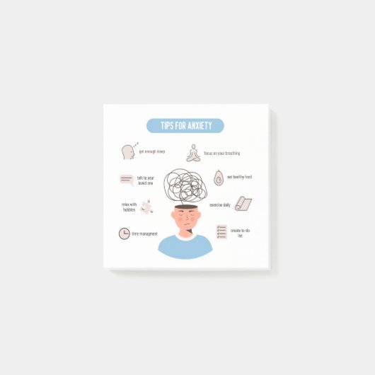 Anxiety Tips Minimal Mental Health Art Post-it Klebezettel (Vorderseite)