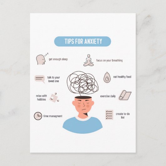 Anxiety Tips Minimal Mental Health Art Postkarte (Vorderseite)