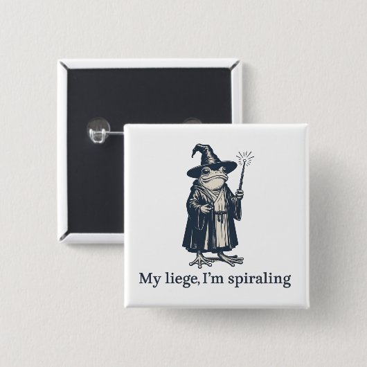 Anxious Frog Wizard Funny ADHD Neurodiversity  Button (Vorne & Hinten)