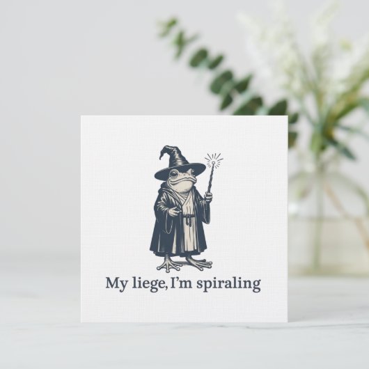 Anxious Frog Wizard Funny ADHD Neurodiversity Einladung (Stehend Vorderseite)