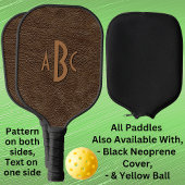 Any 1 or 3 Letter Monogram Brown Leather Look Pickleball Schläger