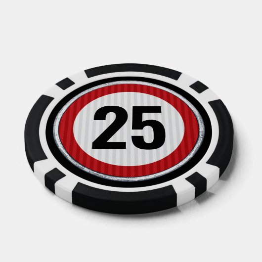 ANY AGE 25th Birthday Speed Limit Sign Pokerchips (Einzeln)