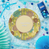 Any Age Abstract Floral Pattern Birthday Pappteller (Party)