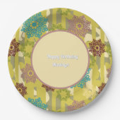 Any Age Abstract Floral Pattern Birthday Pappteller (Vorderseite)