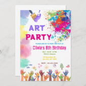 ANY AGE Art Party Paint Party Birthday Einladung (Vorne/Hinten)