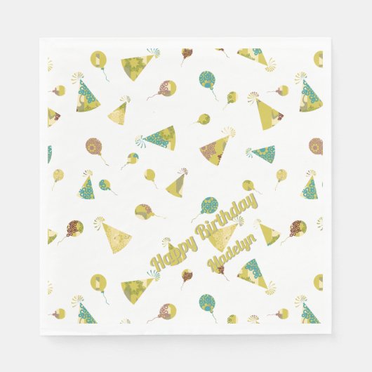 Any Age Birthday Celebration Silhouette Pattern Serviette (Vorderseite)