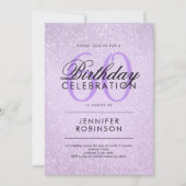 Any Age Birthday Lavender Purple Glitter Paint Einladung (Vorderseite)