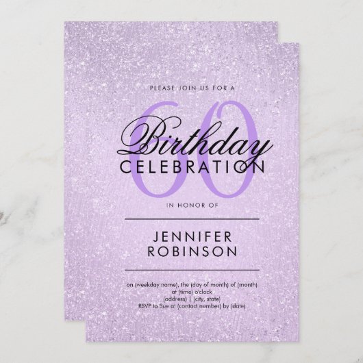 Any Age Birthday Lavender Purple Glitter Paint Einladung (Vorne/Hinten)