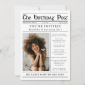 Any Age Birthday Newspaper Custom Photo  Einladung (Vorderseite)