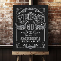 Any Age Black White Vintage Birthday Welcome Sign