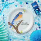Any Age Happy April Birthday with Bluebird Pappteller (Party)