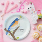Any Age Happy April Birthday with Bluebird Pappteller (Party)